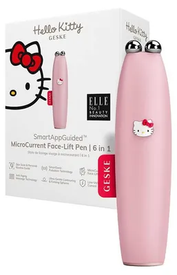 Produktbild von Geske 6W1 Mikrostrom-Gesichtsstraffungsgerät mit Anwendung (Hello Kitty Pink)