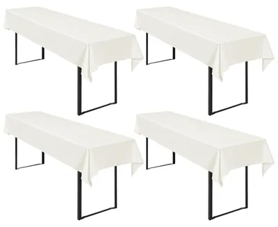 Image de 4 nappes en tissu blanc pour tables de bière, dimensions 250 x 100 cm