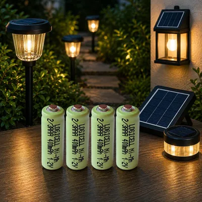 Produktbild von 4 Stück LogiCell 2/3AAA NI-MH-Akku 400mAh, 1,2V für Außen-Solarleuchten, Solarlampen, Solar Batterie, mit geringer Selbstentladung, Wiederaufladbar