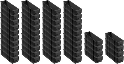 Produktbild von SuperSparSet 48x Leitfähige Industriebox 300 S | HxBxT 8,1x9,1x30cm | 1,6 Liter | ESD, Sichtlagerkasten, Sortimentskasten, Sortimentsbox, Kleinteilebox