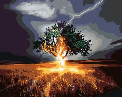 Produktbild von Diamondi - Diamond painting - WENN DER BLITZ IN EINEN BAUM EINSCHLÄGT, 40X50 cm, ohne Keilrahmen