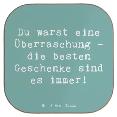 Produktbild von Mr. & Mrs. Panda Tassenuntersetzer Spruch Überraschung Adoptivkind - Meeresbrise - Geschenk, Untersetzer für Gläser, Familienbande, Familie, gläseruntersetzer, Geschenke