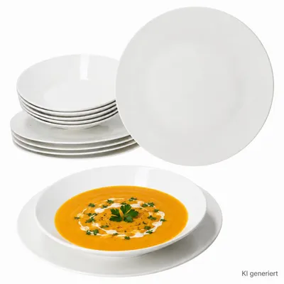 Produktbild von Ritzenhoff Ontario 12tlg Tafelservice weiße Speiseteller Suppenteller