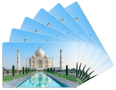 Produktbild von Wallario Frühstücksbrettchen 6er Set aus Glas, je 14 x 23 cm, mit rutschfesten Füßen, Motiv Taj Mahal - Mausoleum in Indien