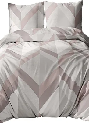 Obrázek produktu pro Bavlněné saténové povlečení 140x200+70x90 - Geometrie béžová 5078B