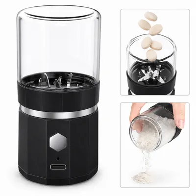 Produktbild von Elektrischer Pillenzerkleinerer, Pillenmühle zum Mahlen verschiedener Tabletten und Vitamine zu feinem Pulver, ideal für Senioren, Reisen, Zuhause