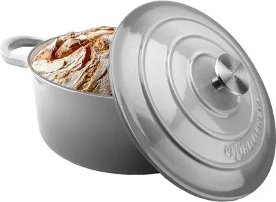 Productafbeelding van Unyqoos® Gusseisen braadpan met deksel, geëmailleerd, Ø24 cm – Braadpan/Dutch oven geschikt voor alle soorten fornuizen, inclusief inductie, ook te gebruiken als broodpan