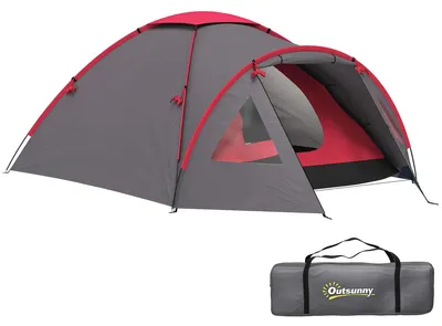 Immagine prodotto di Tenda da campeggio per 2 persone - Tenda a cupola leggera - Impermeabile, protezione UV 50+ - Con veranda e finestre - Include telo pavimento - Colore verde militare