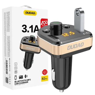 Zdjęcie produktu dla Dudao Transmiter Fm Bluetooth Ładowarka Samochodowa Mp3 3.1 A 2X Usb Czarny (R2Pro Black)