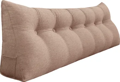 Obrázok produktu pre Ergonomický vankúš na opierku hlavy v ľanovom vzhľade, vankúš na čítanie, klinový vankúš, chrbtový vankúš, odpočinkový vankúš, dekoračný vankúš