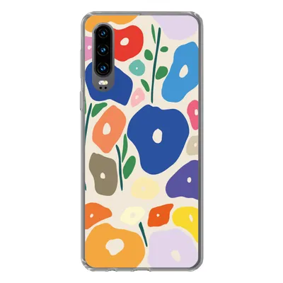 Produktbild von MuchoWow® Handyhülle Schutzhülle Hülle für Huawei P30 Blume - Abstrakt - Blätter Silikon Softcase Handy Hülle - Kartenbesitzer