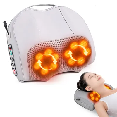 Produktbild von Nackenmassagegeräte, Massagekissen, Shiatsu Massagegerät für Nacken Schulter Rücken mit Rotierenden Massageköpfen, Rückenmassagegerät