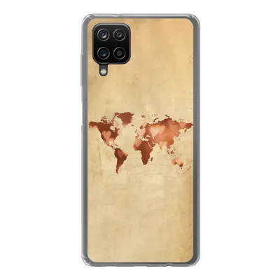 Produktbild von MuchoWow® Handyhülle Schutzhülle Hülle für Samsung Galaxy A12 Weltkarte - Herz - Braun Silikon Softcase Handy Hülle - Bild