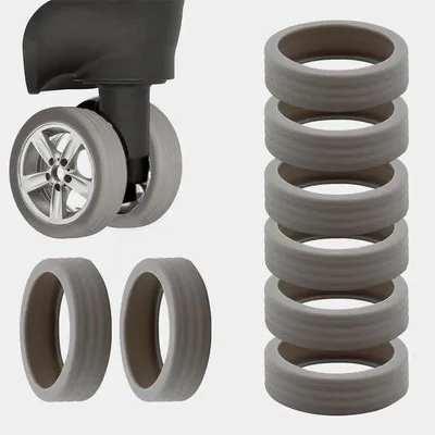 Image de Roulettes de valise avec protection en silicone, grises, résistantes