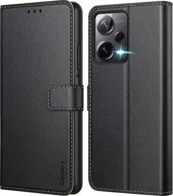 Produktbild von Xiaomi Redmi Note 12 Pro 5G Leder Handyhülle mit Kartenschlitzen und Standfunktion