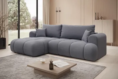 Produktbild von Ecksofa TREVIO Links in Hellgrau  260 × 93 x 165 cm – Modernes Designsofa mit Ottomane
