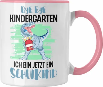 Produktbild von Trendation - Einschulung Junge Dino Geschenk für Schultüte Füllung Tasse Schulstart 1. Schultag Schuleinführung Schulanfang Geschenkidee Schulkind 2022 (Rosa)