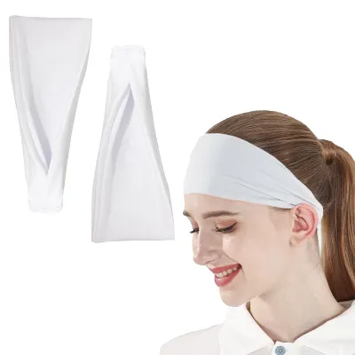 Image de 2 bandeau pour femmes, bandeaux de sport pour femmes et hommes, couleur blanche