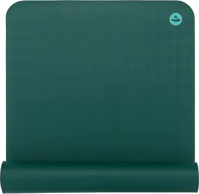 A rolled-up yoga mat is shown from a top-down perspective against a white background.