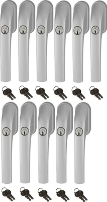 Produktbild von Abus FG300 abschließbarer Fenstergriff silber, im Set 11 Stück gleichschließend, Schließung AL0089 mit insgesamt 22 Schlüssel