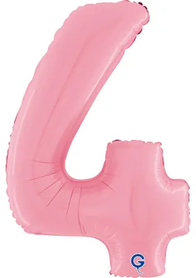 Produktbild von Riesenzahl Folienballon 26"/66cm | Pastel Pink Zahl: 4