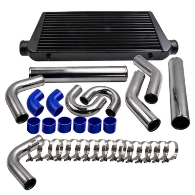 Zdjęcie produktu dla Aluminiowy intercooler montowany z przodu, rdzeń 600x300x76 mm, rozmiar wlotu/wylotu 3", wytrzymała konstrukcja 6061