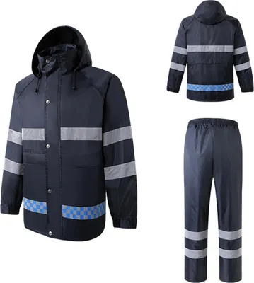 Produktbild von Hohe Sichtbarkeit, reflektierender wasserdichter Regenmantel, passt Outdoor-Regenausrüstung, Motorrad-Zyklusmäntel, Abdeckung, Herren-Ponchojacke mit Kapuze, Regenbekleidung für vier Jahreszeiten, XL