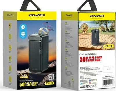 Produktbild von Awei Powerbank Pa-13 50000Mah 22.5W Schwarz/Schwarz