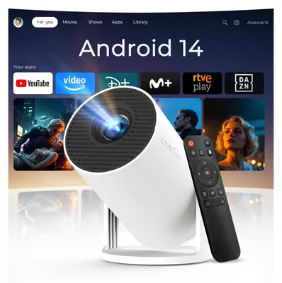 Obrázek produktu pro Mini projektor 300 ANSI lumen - WiFi 6, Android 14 - rozlišení 1280 x 720 - přenosný - ideální pro domácí kino a venkovní použití