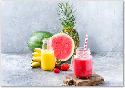 Produktbild von Tulup® Glas-Bild - 100 x 70 - Wandbild aus Glas - Wandkunst - Wandbild hinter gehärtetem Sicherheitsglas - Essen & Getränke - Fruchtcocktail - Mehrfarbig