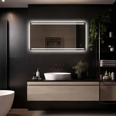 Productafbeelding van LoXa - Badkamerspiegel Felix met LED 120x70cm – Dimbaar – Anti-condens – Direct & Indirect licht – Geheugenfunctie – Energiezuinig – Eenvoudige installatie