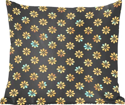 Produktbild von MuchoWow® Zierkissen Sofakissen Wohnzimmer Dekokissen 40x40 cm Muster - Blumen - Gold - Foto Kissen - Schlafzimmer Dekoration