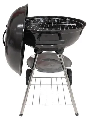 Imagen del producto de Barbacoa redonda con tapa y 2 ruedas - Portátil y práctica