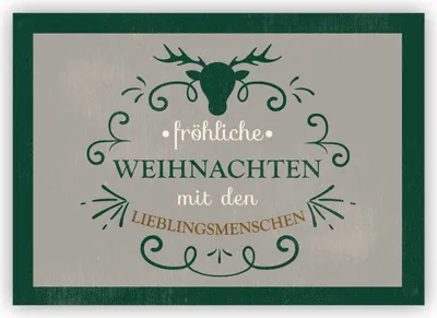 Produktbild von Edle Weihnachtskarte mit Weihnachtsgruß in grün: Fröhliche Weihnachten mit den Lieblingsmenschen