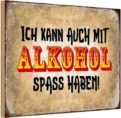 Produktbild von vianmo Holzschild 20x30 cm Alkohol ich kann auch Spass haben