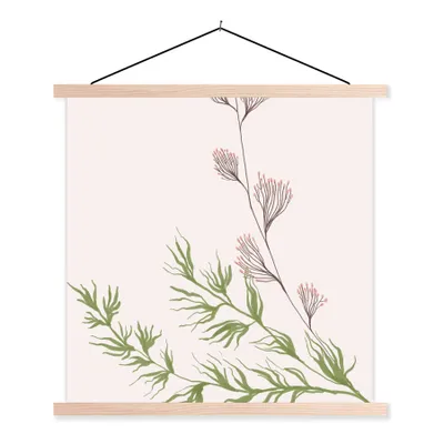Produktbild von MuchoWow® Textilposter Rosa - Pastell - Blumen 60x60 cm mit holzfarbenen Rahmen - Wanddekoration