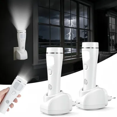 Produktbild von 4-in-1 Steckdosen-Nachtlicht mit Bewegungsmelder, LED Notfallleuchte Taschenlampe, Blinkmodus, abnehmbar – für Flur, Schlafzimmer & Notfall