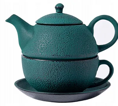 Produktbild von MPLCo Grüner Teekannen-Set aus Gusseisen mit Tasse