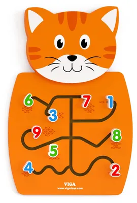 Produktbild von VIGA Holz-Manipulationsbrett mit Zahlen, Katze,, Montessori
