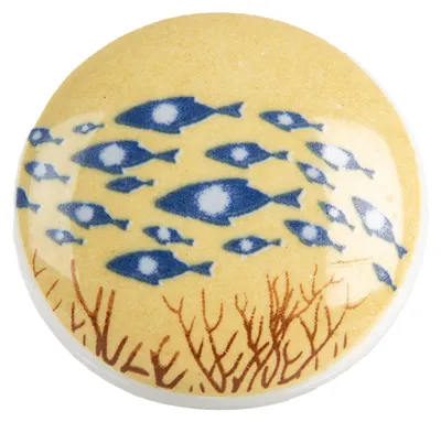 Productafbeelding van Clayre & Eef, knop, Ø 4x2 cm, wit, blauw, keramiek