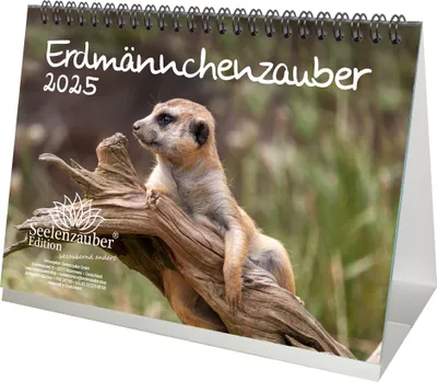 Produktbild von Erdmännchenzauber DIN A5 Tischkalender für 2025 Erdmännchen - Seelenzauber