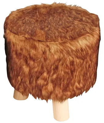 Produktbild von Kunstfell Hocker Schemel Holz gepolstert 30cm Tierfell-Optik Sitzhocker, Farbe:braun