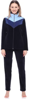 Image de Ensemble de détente en velours pour femme Merry Style, tenue d'intérieur MSMG001 (bleu marine/bleu foncé/bleu clair (1728), 4XL)