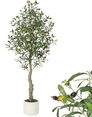 Produktbild von Künstlicher Olivenbaum - Kunstbaum im Topf - 150 cm hoch - UV-beständig - Naturgetreue Bodenpflanze für Innenbereich - Deko für Zuhause und Büro - Grün