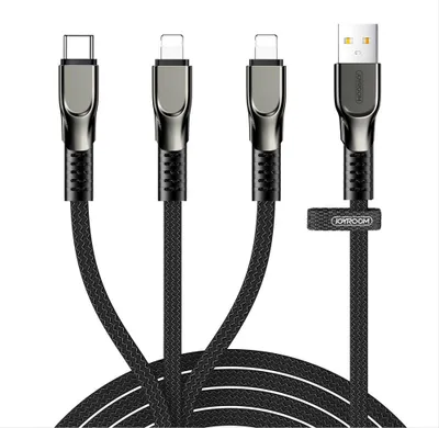 Obrázek produktu pro Joyroom 3v1 USB kabel - Lightning / Lightning / USB Typ C 3,5A 480 Mb/s 1,3 m černý (S-1335K4)