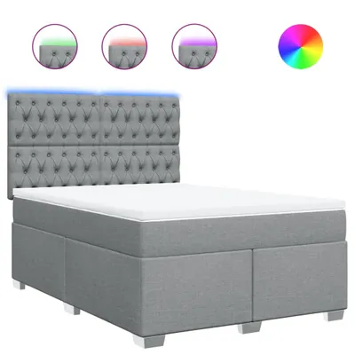 Produktbild von Boxspringbett mit Matratze Hellgrau 140x190 cm Stoff