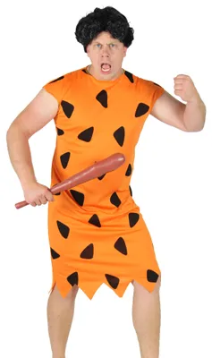 Image de orange noir âge de pierre hommes costume pour le carnaval et le costume de couple costume de partenaire adulte, taille:M