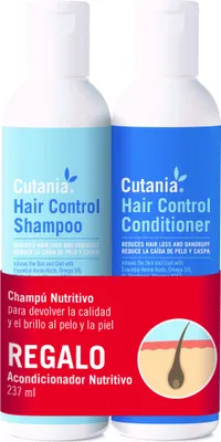 Zdjęcie produktu dla CUTANIA Hair Control Pack, zestaw przeciw wypadaniu włosów, szampon i odżywka, niezbędne kwasy tłuszczowe, witaminy, przeciwutleniacze, dermatologiczne