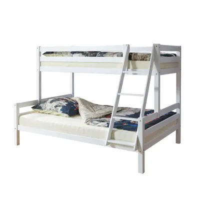 Produktbild von CasaDolce Etagenbett ONTORO, weiß, 208 x 148 x 150 cm, massives Buchenholz, ein Bett 90 x 200 cm, ein Bett 140 x 200 cm, ohne Matratze