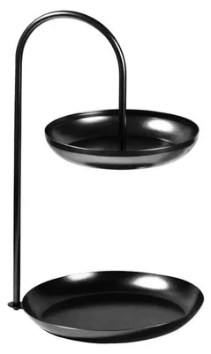 Obrázek produktu pro Dvoupatrový stolní organizér na šperky – železný stojan na šperky, občerstvení a dezerty – úložná věž, černá